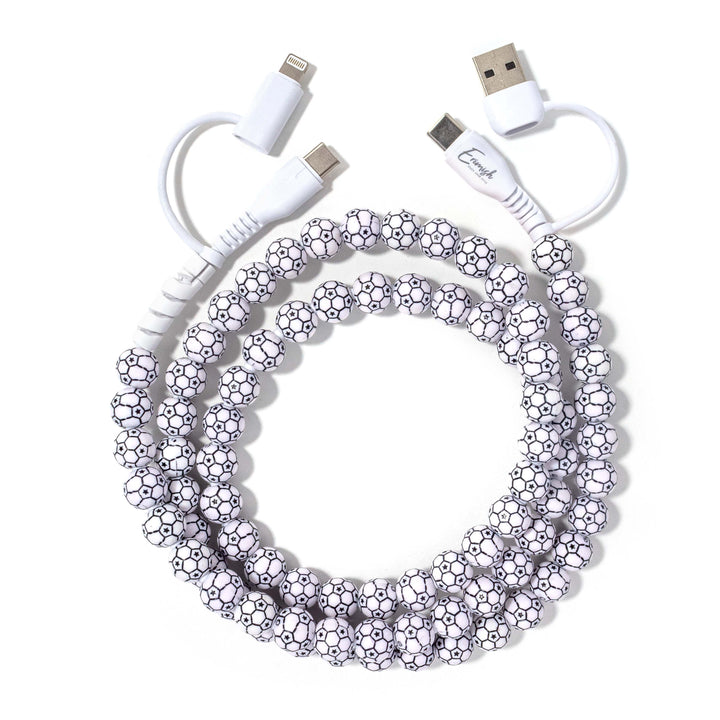 Beaded Phone Charger Soccer