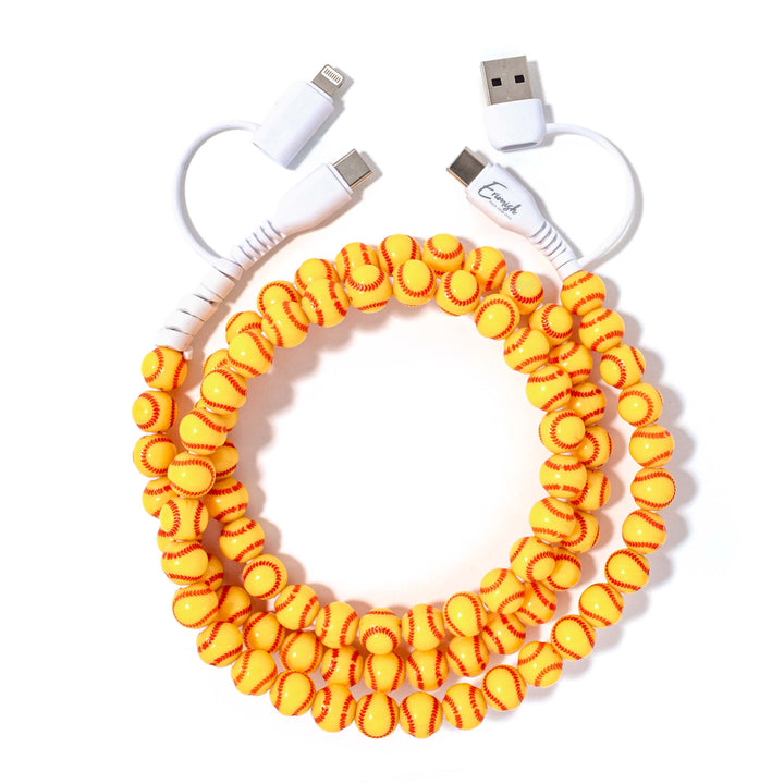Beaded Phone Charger Softball