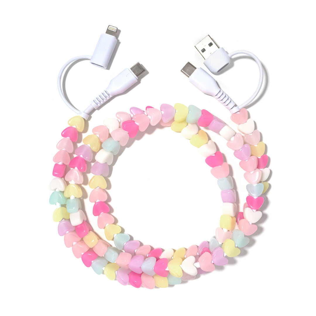 Beaded Phone Charger Jelly Hearts