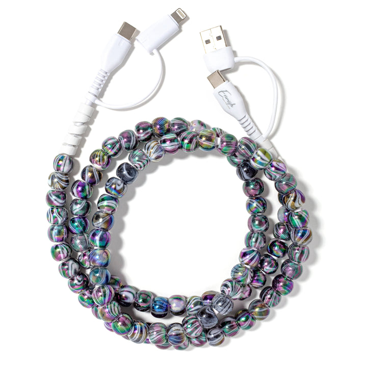 Beaded Phone Charger Marble Black