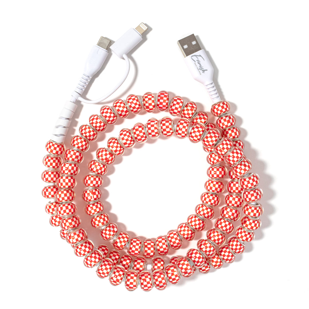 Beaded Phone Charger Checkered Brick