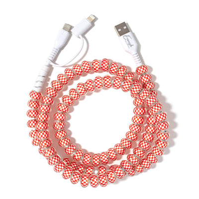Beaded Phone Charger Checkered Brick