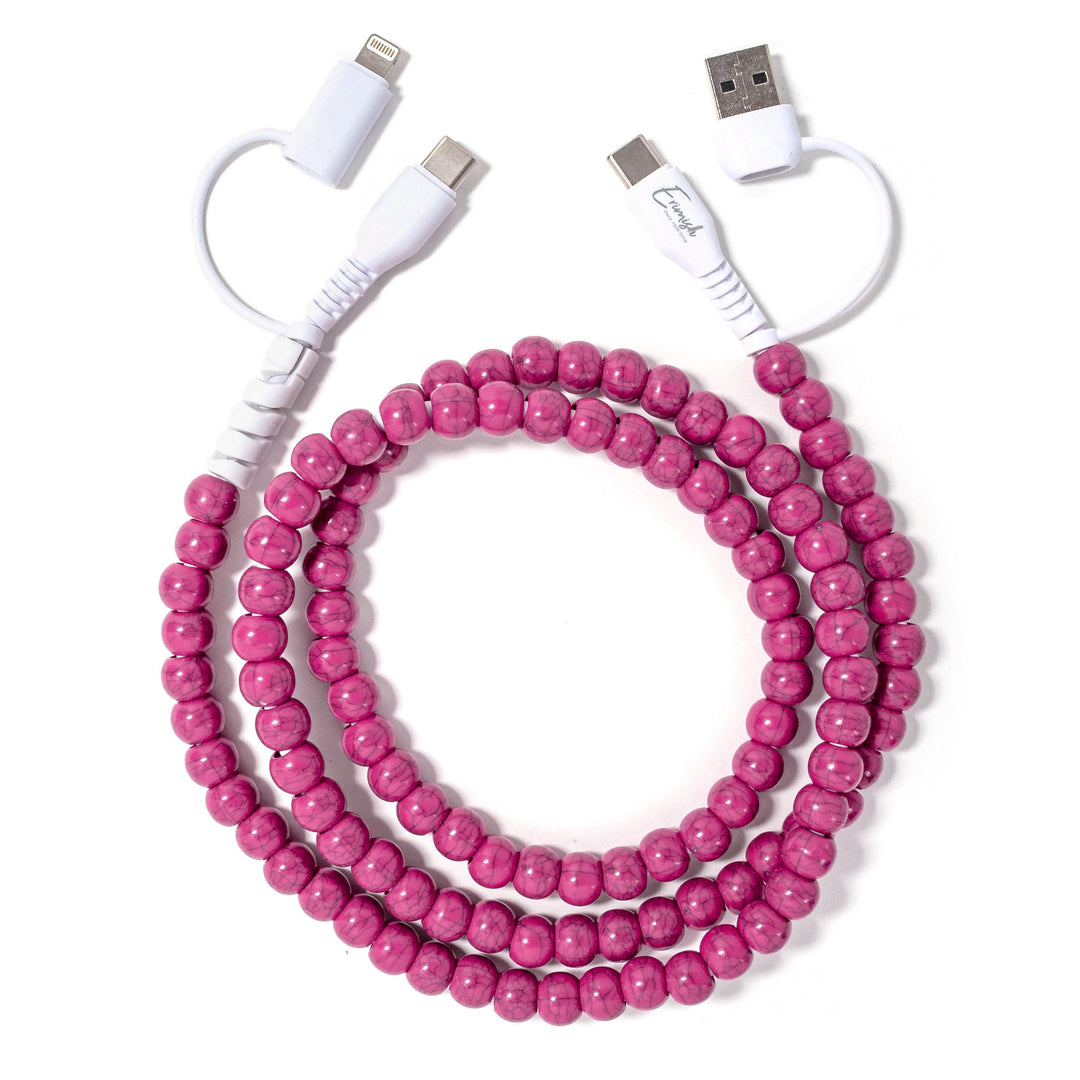 Beaded Phone Charger Asher Magenta