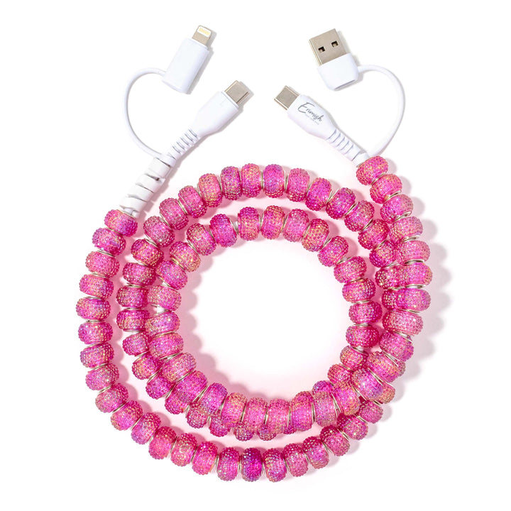 Beaded Phone Charger Mermaid Pink