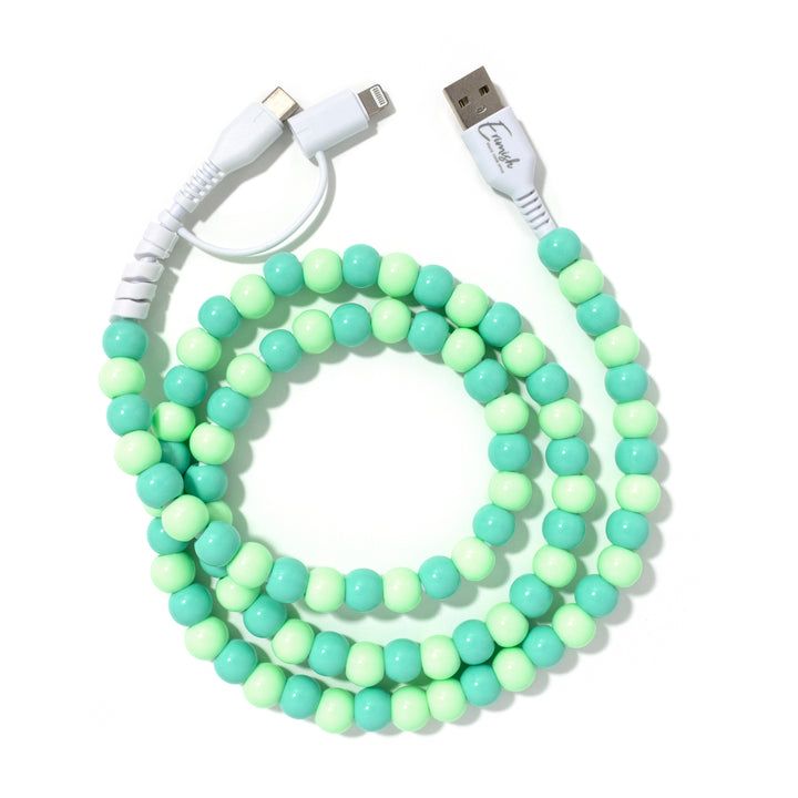 Beaded Phone Charger Green