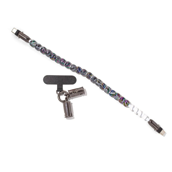 Beaded Phone Charger Wristlet Black Marble