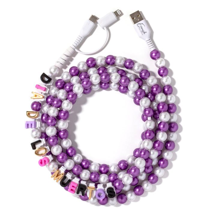 Beaded Phone Charger Dia De Muertos