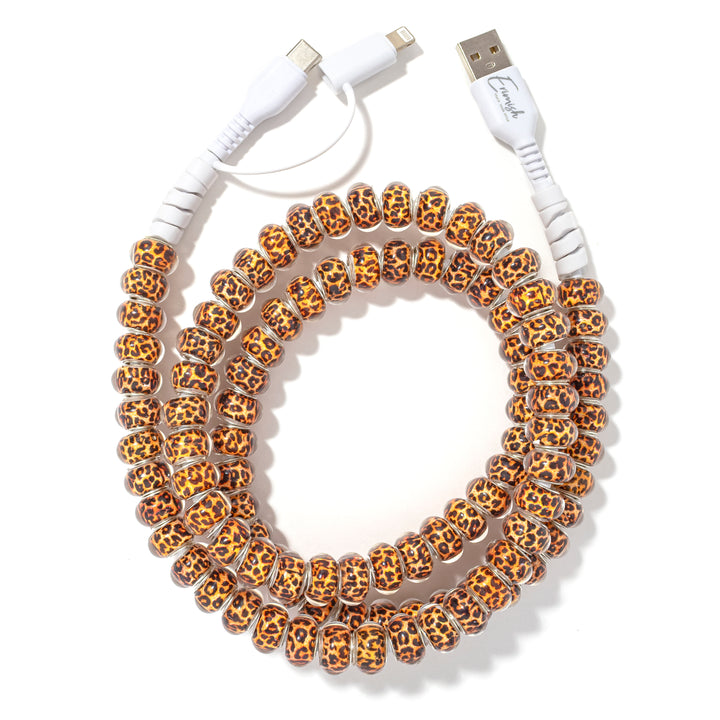 Beaded Phone Charger Leopard