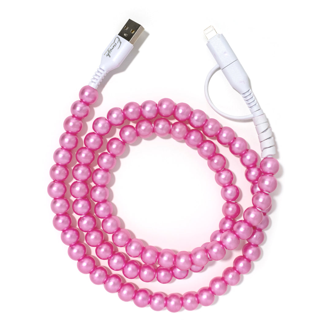 Beaded Phone Charger Pink Shimmer - Erimish