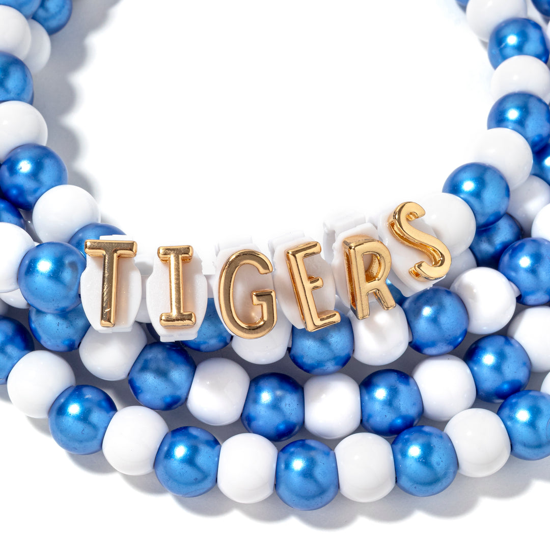 Beaded Phone Charger Tigers Blue