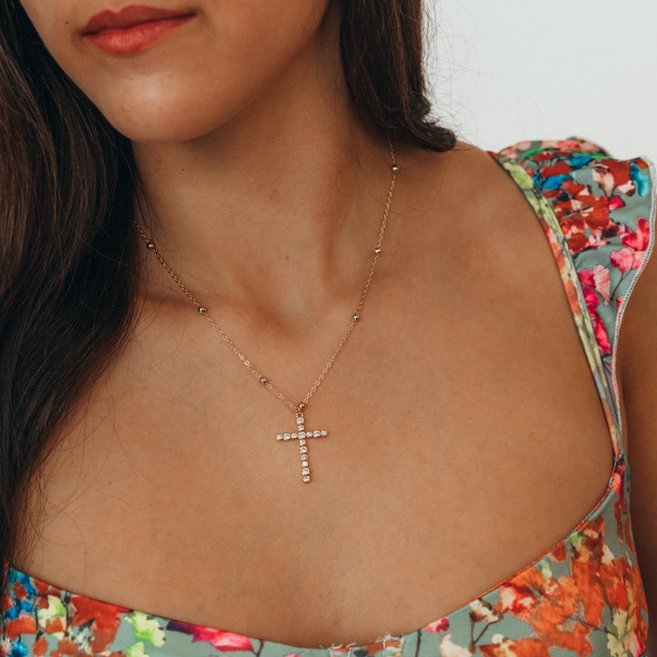 Bezel Cross Necklace