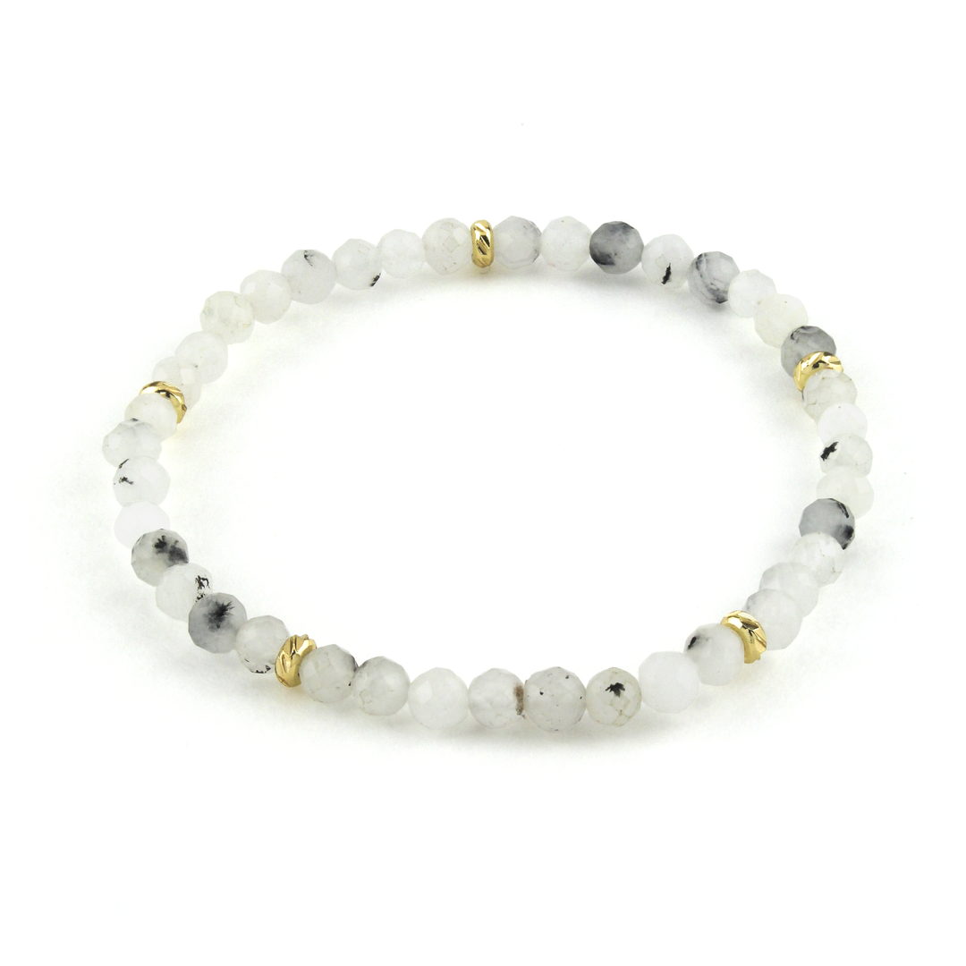 14k Gold Filled Black Hair Quartz Gemstone Bracelet 4mm - Erimish