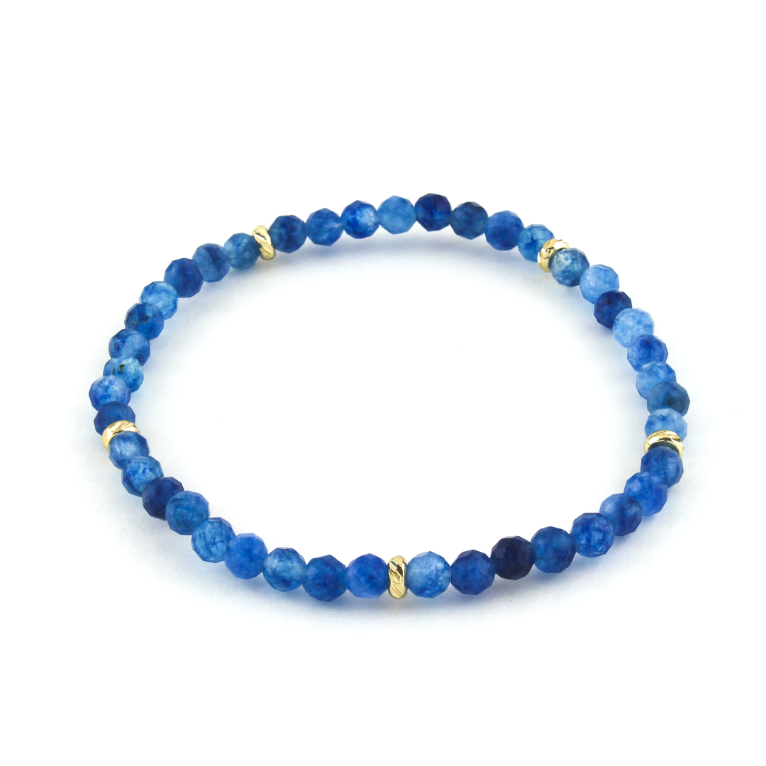 14k Gold Filled Blue Quartz Gemstone Bracelet 4mm - Erimish