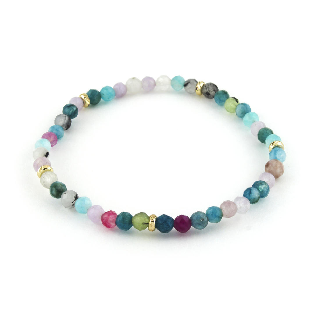 14k Gold Filled Blue Tourmaline Gemstone Bracelet 4mm - Erimish