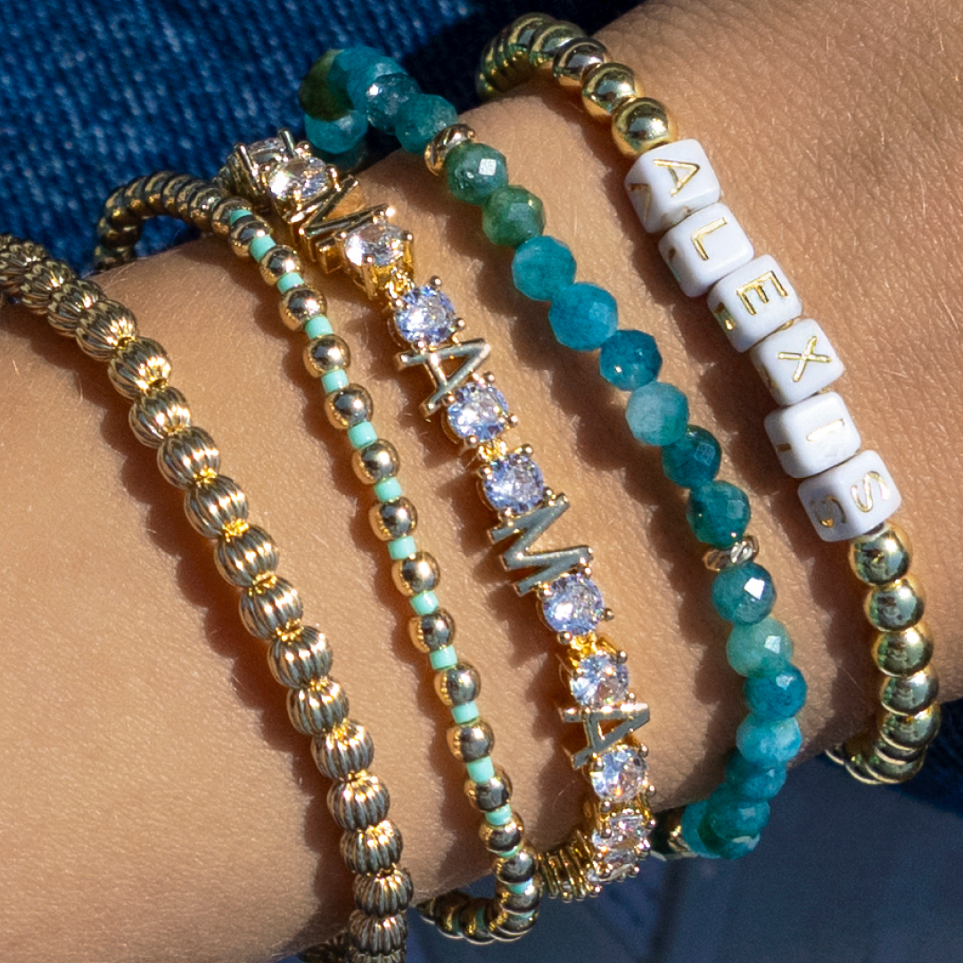 14k Gold Filled Blue Phosphate Gemstone Bracelet 4mm