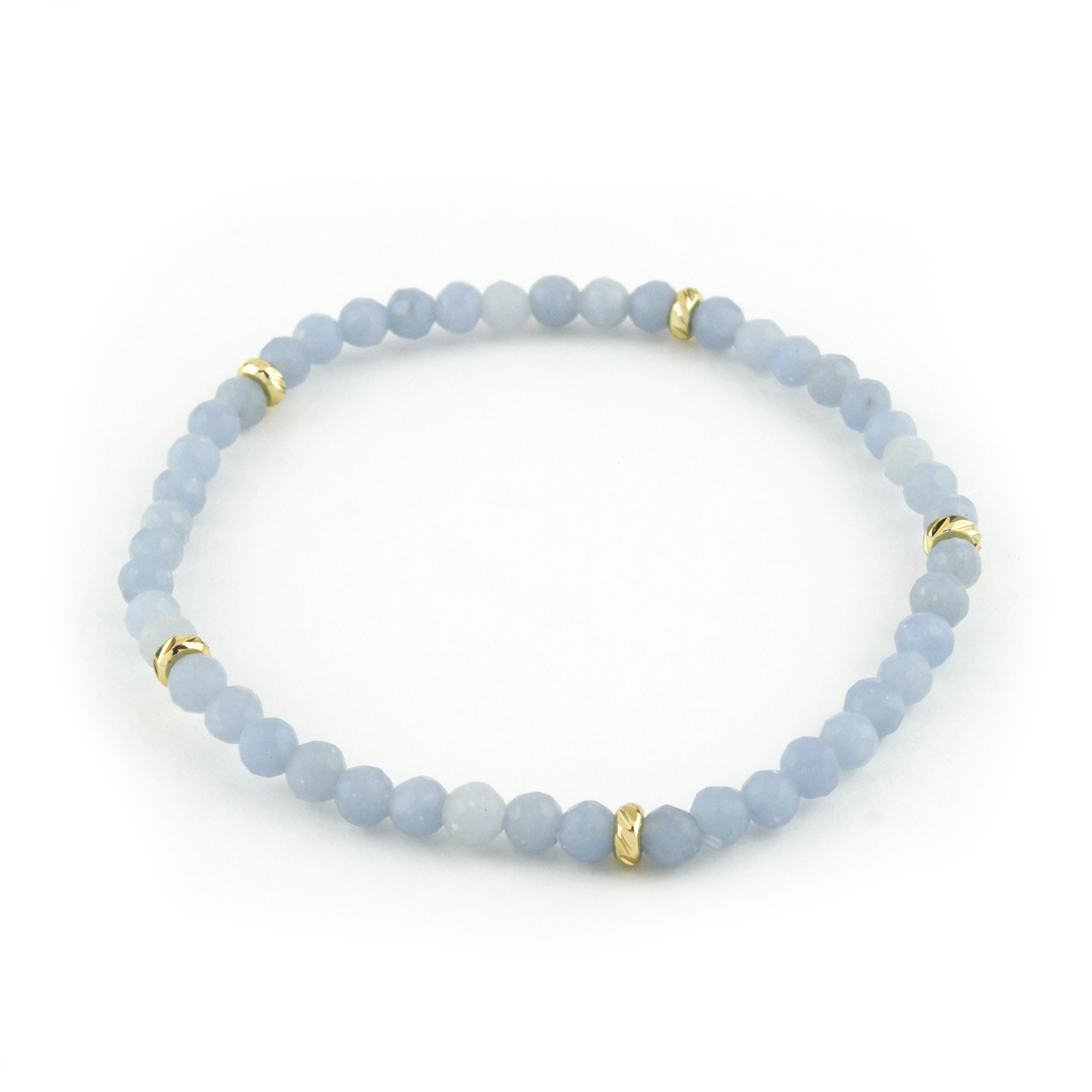 14k Gold Filled Blue Jade Gemstone Bracelet 4mm - Erimish