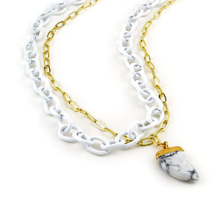 Camila Necklace White/Gold