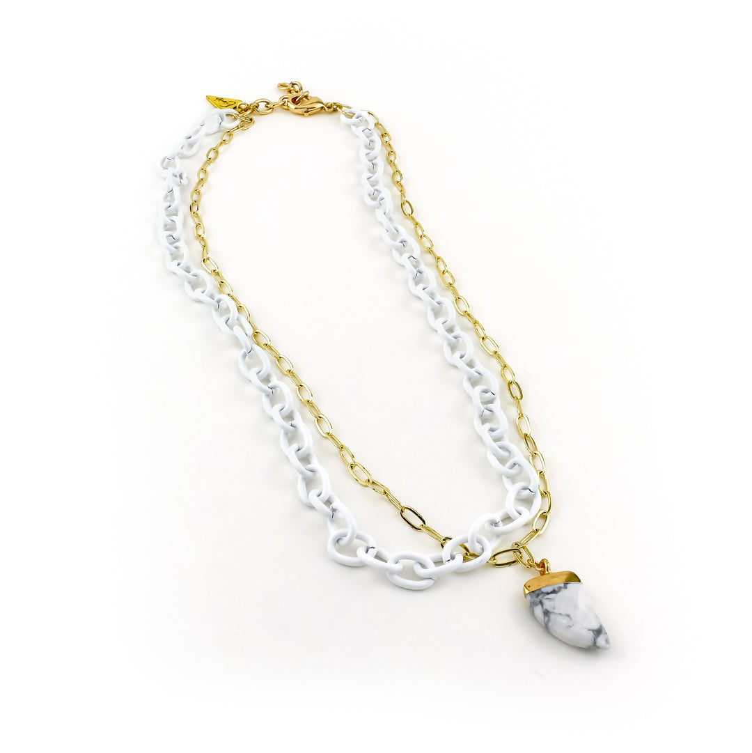 Camila Necklace White/Gold