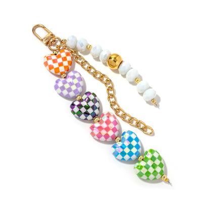 Bag Charm Checkered Heart