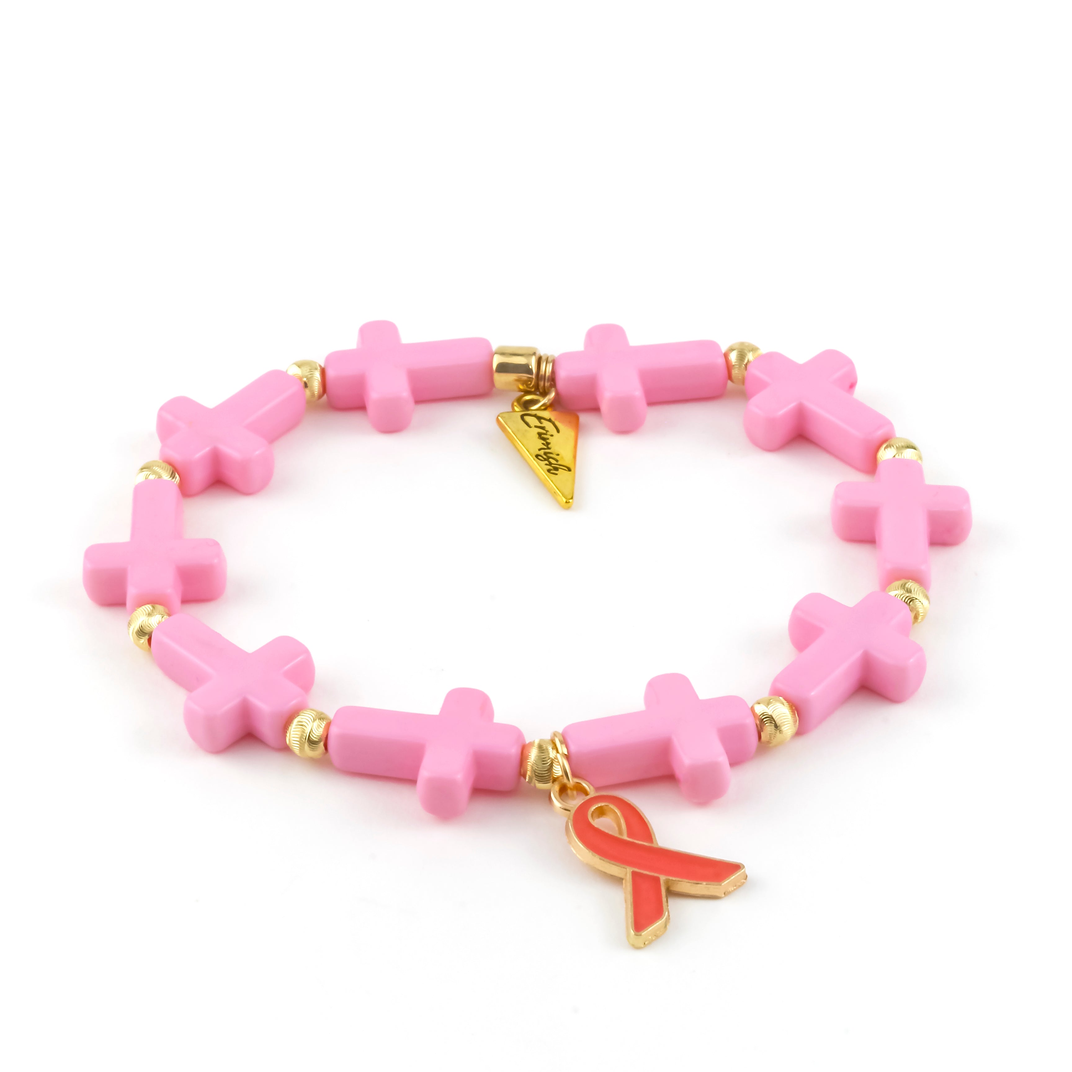 Sparkly Pink Breast Cancer Awareness Silver Ribbon Bracelet - Himelhoch's  Department Store