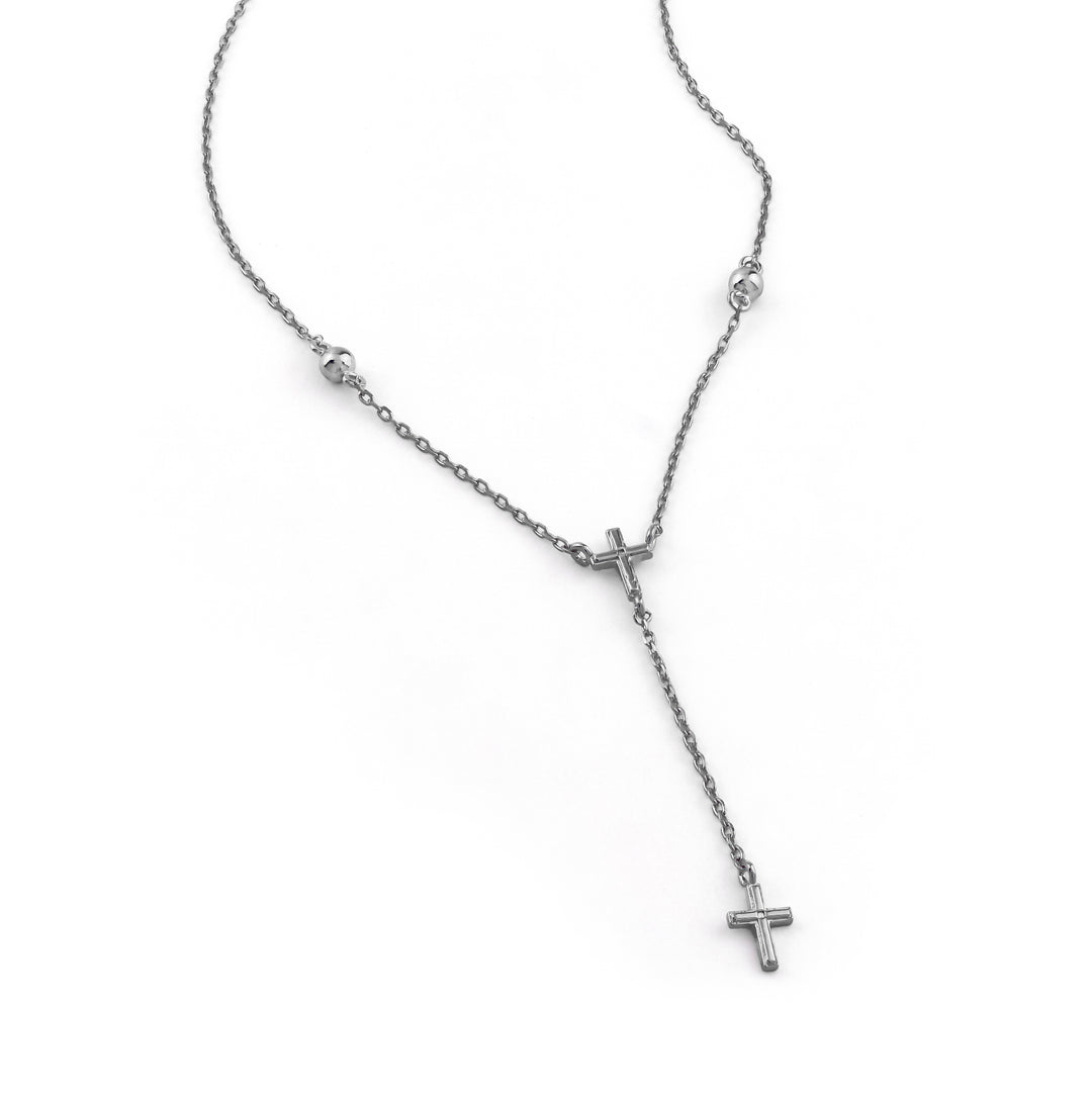 Cross Drop Silver Necklace