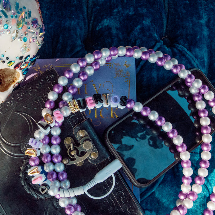 Beaded Phone Charger Dia De Muertos