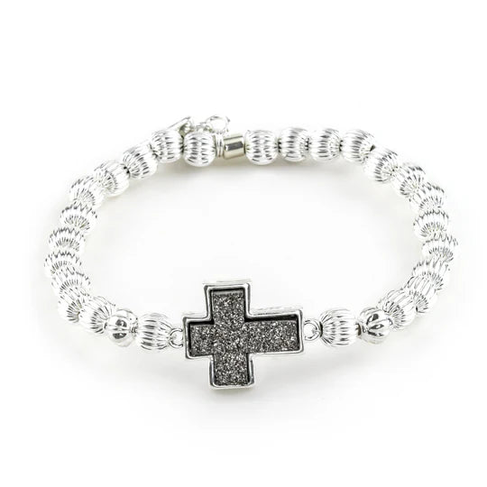 Druzy Cross Bracelet - Erimish