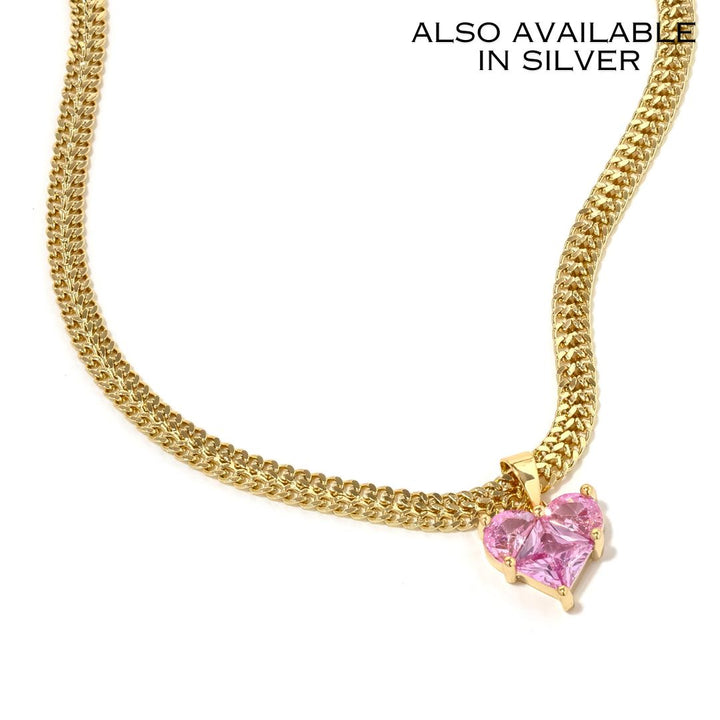 Eva Heart Necklace Pink
