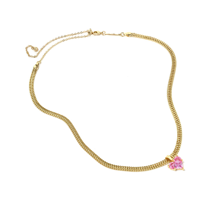 Eva Heart Necklace Pink