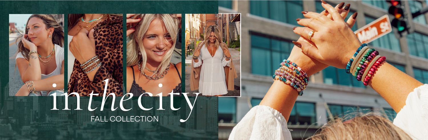 Banner with text saying 'in The city' Highlighting the fall collection