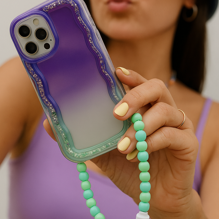 Beaded Phone Charger Green