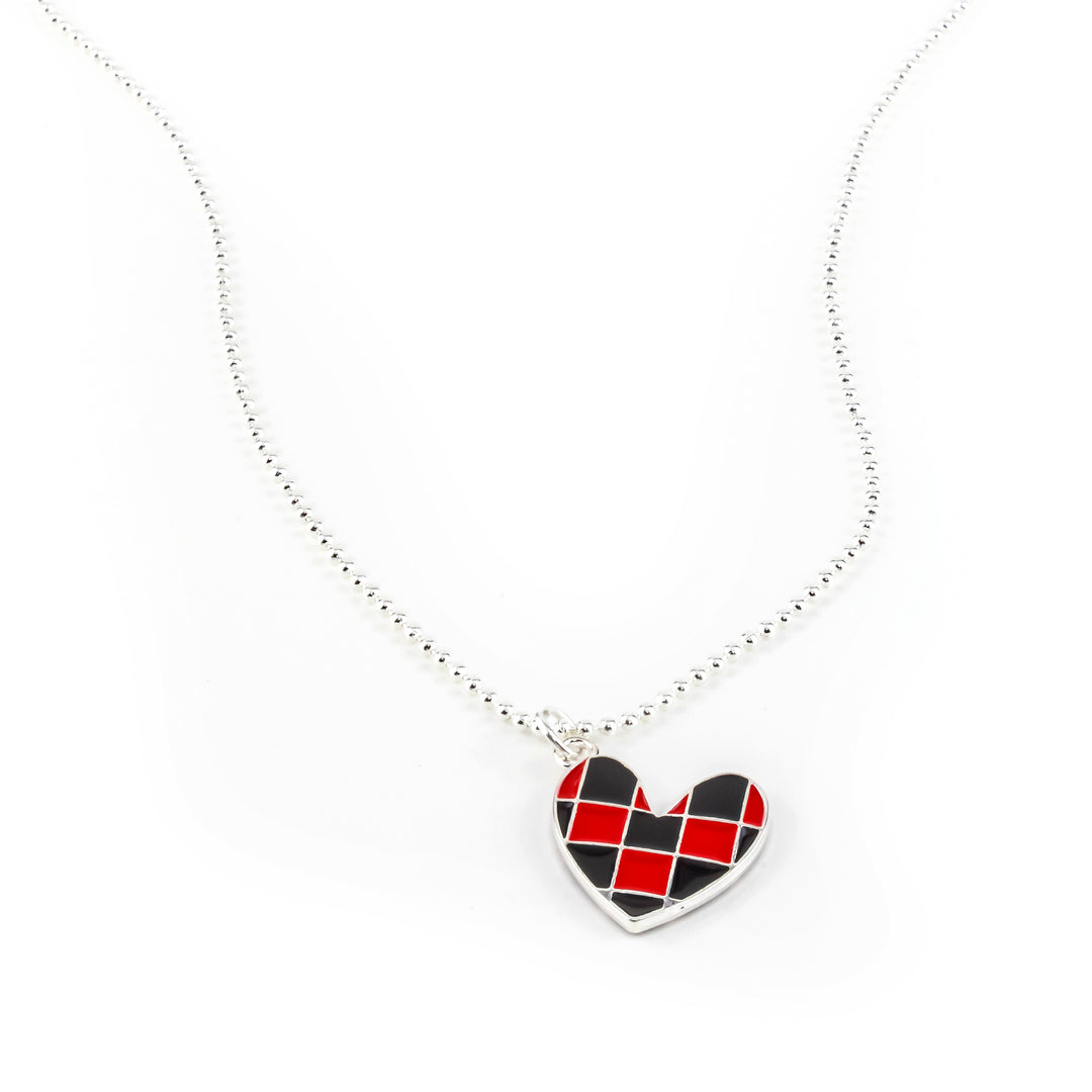 Checkered Heart Johnny Silver Necklace - Erimish