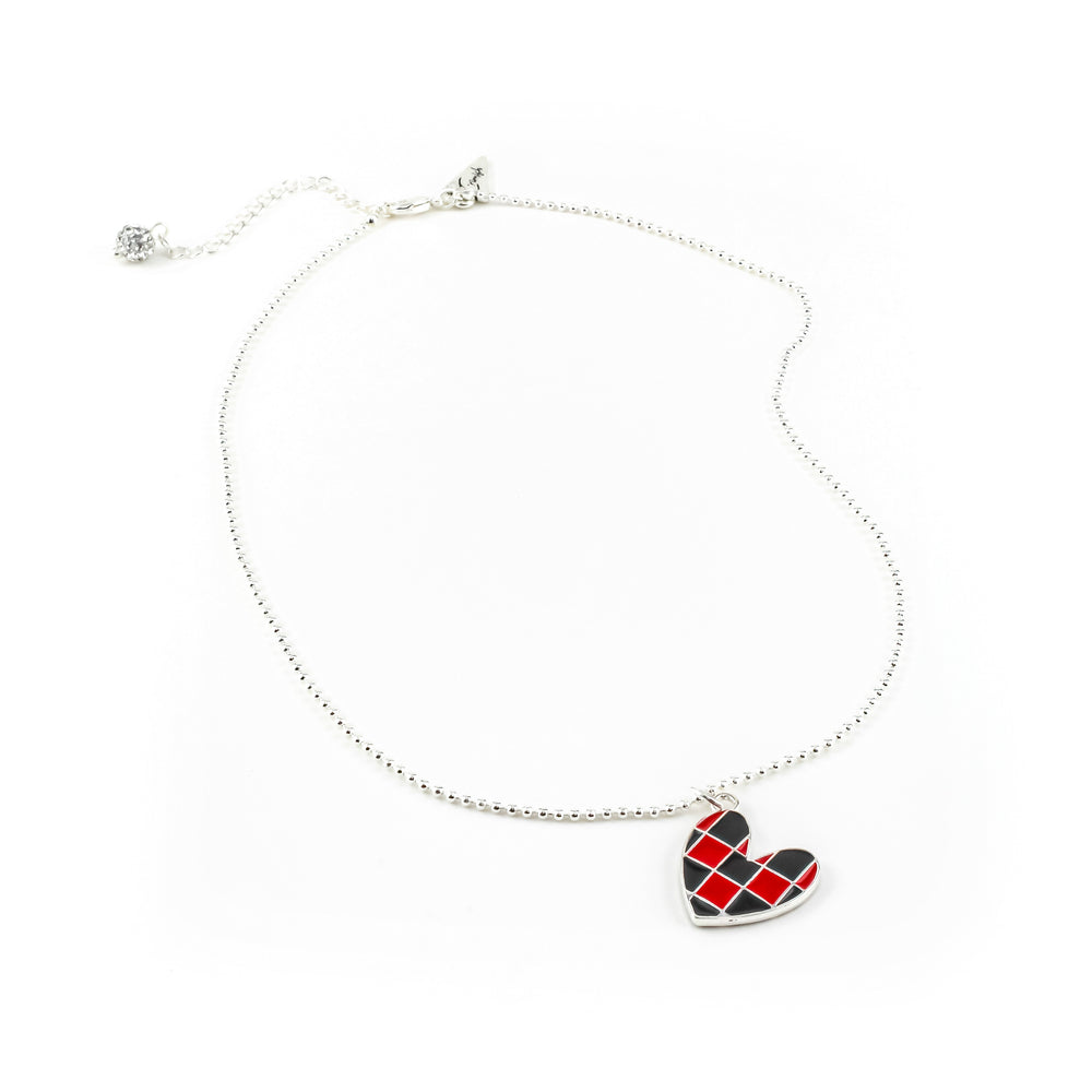 Checkered Heart Johnny Silver Necklace - Erimish