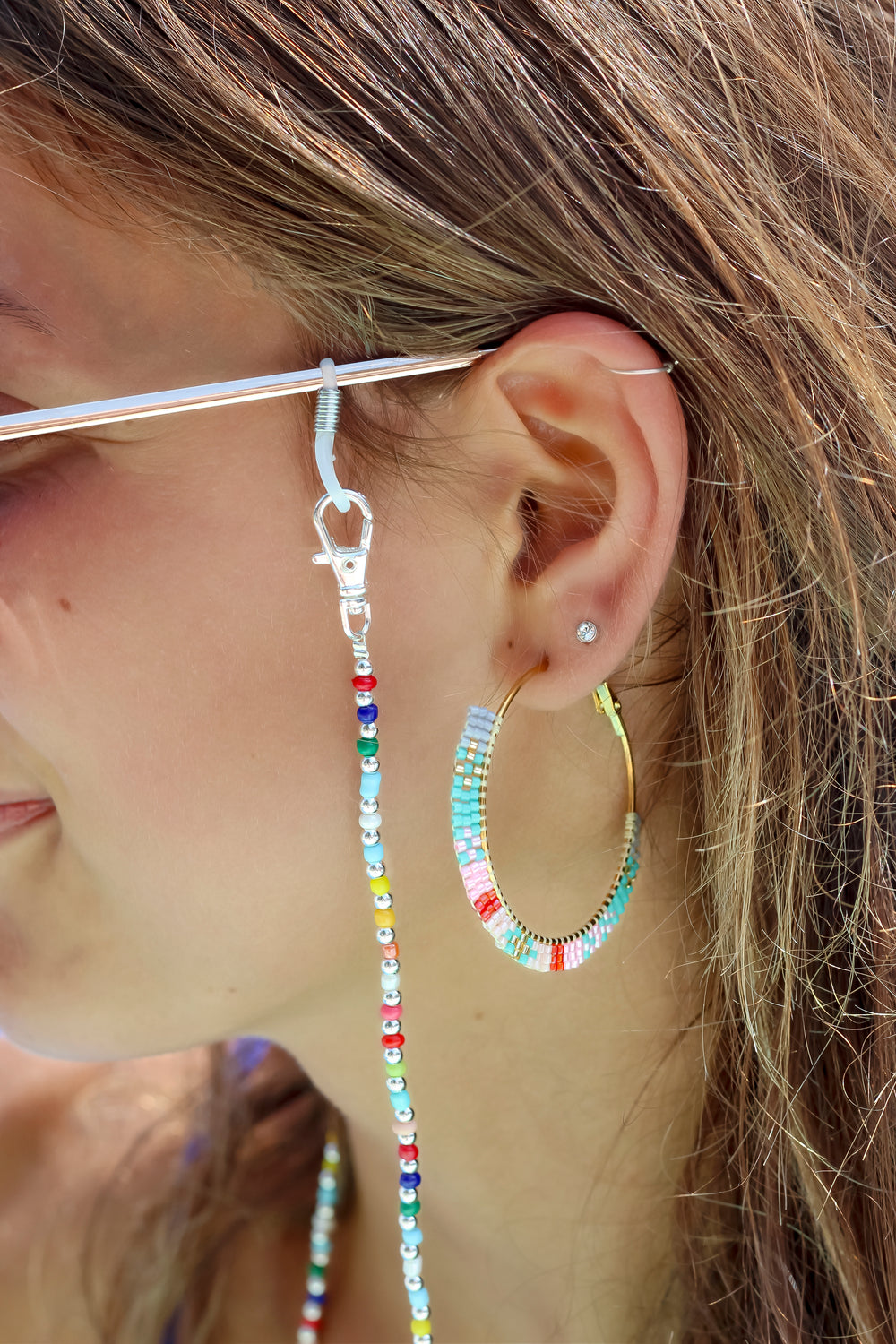 Rainbow Sunglass Chain Silver - Erimish