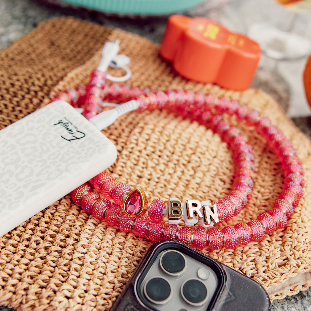 Beaded Phone Charger Mermaid Pink