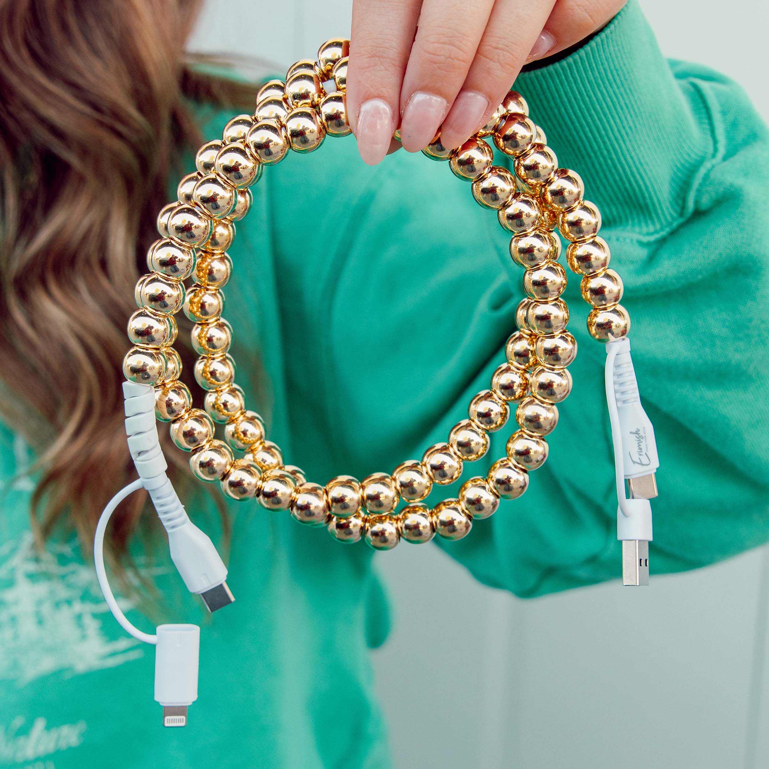 Beaded Phone Charger Metallic Gold – Erimish