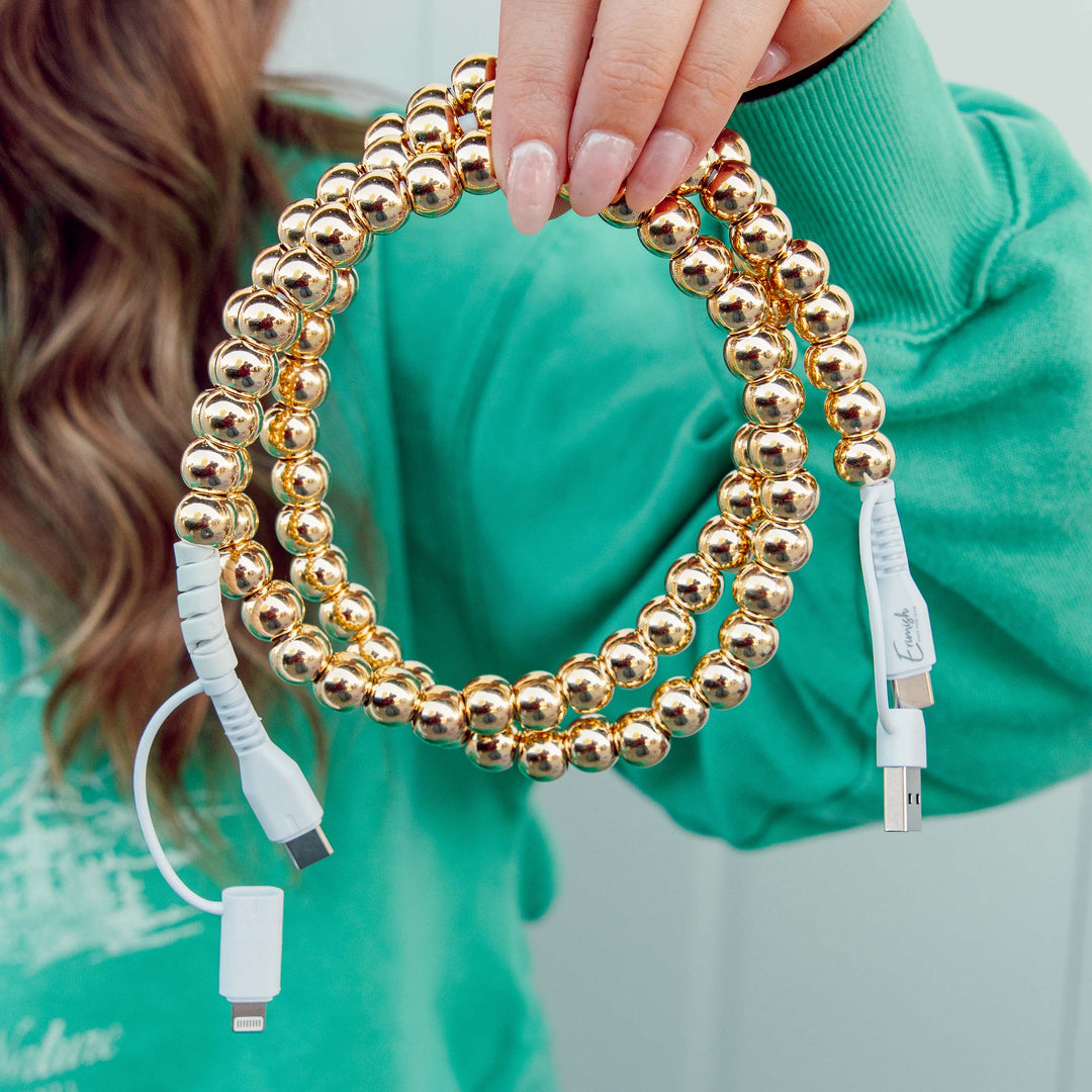 Beaded Phone Charger Metallic Gold