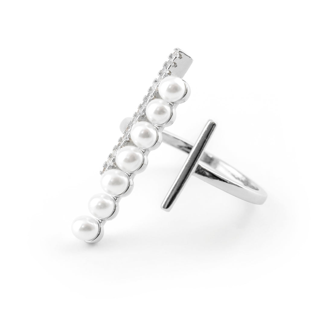 Pearl Bar Ring Silver – Erimish