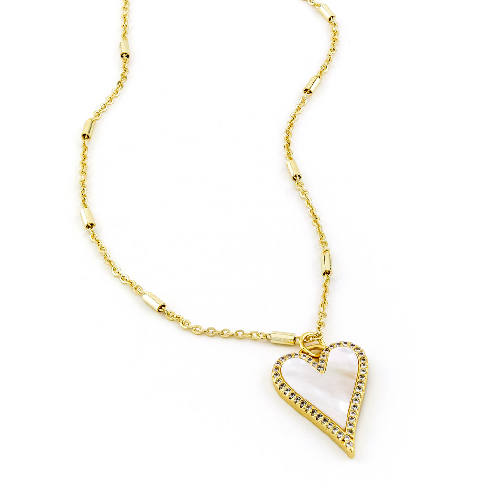 Heart Pearl Drop Necklace - Erimish