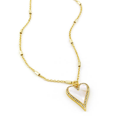 Heart Pearl Drop Necklace