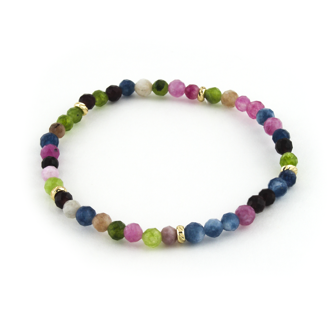 14k Gold Filled Pink Tourmaline Gemstone Bracelet 4mm - Erimish