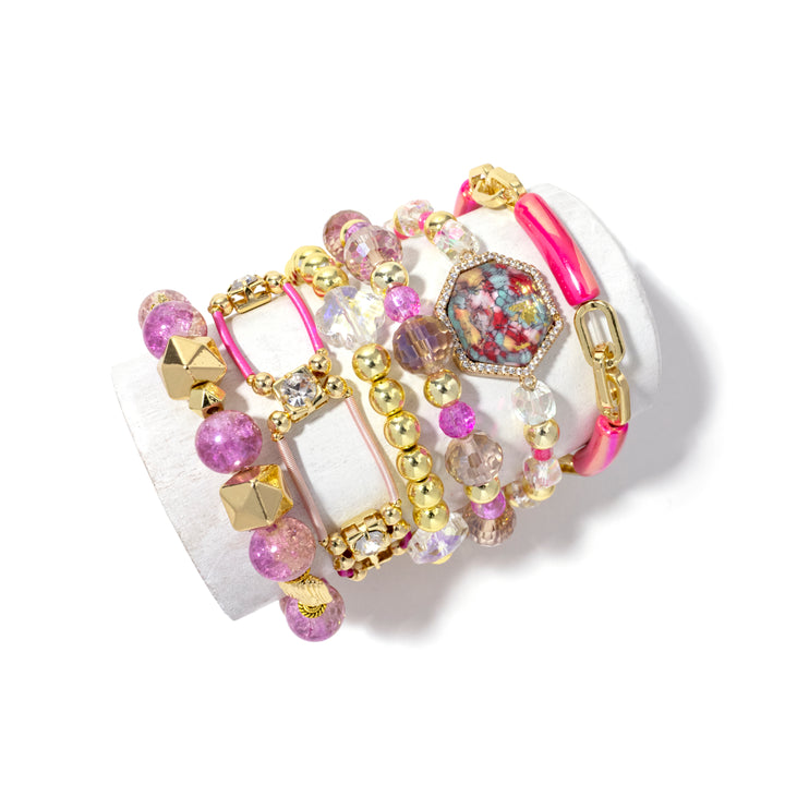 Pink Loopy Bracelet Stack - Erimish