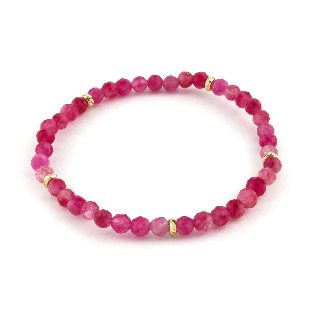 14k Gold Filled Red Vein Gemstone Bracelet 4mm - Erimish