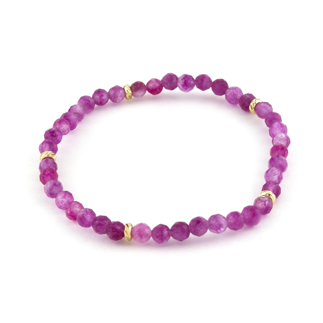 14k Gold Filled Thunderbolt Quartz Gemstone Bracelet 4mm - Erimish
