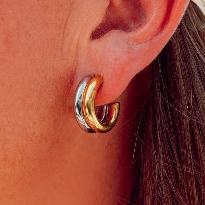Two Toned Hoop Earrings
