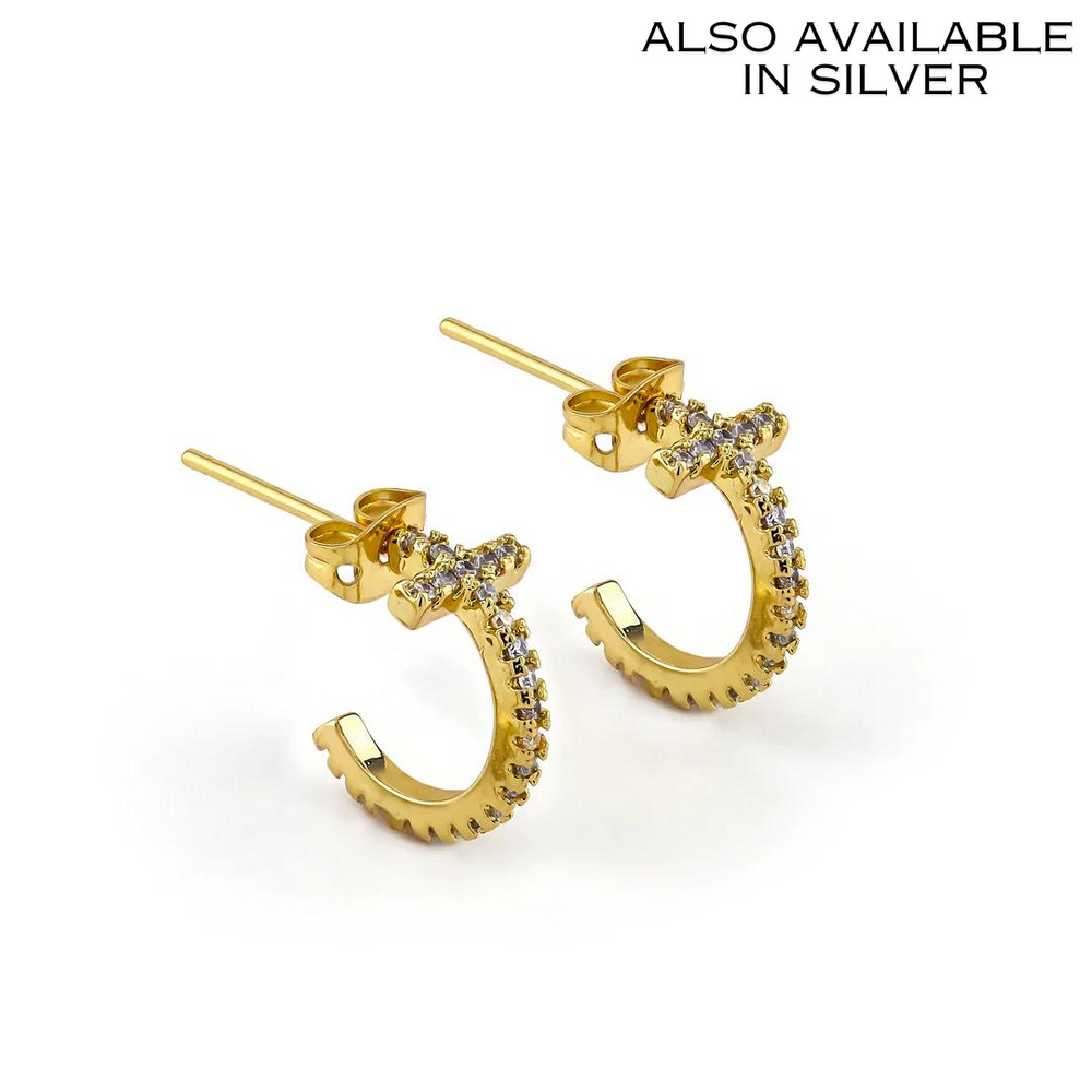 Cross Studded Huggies - Erimish