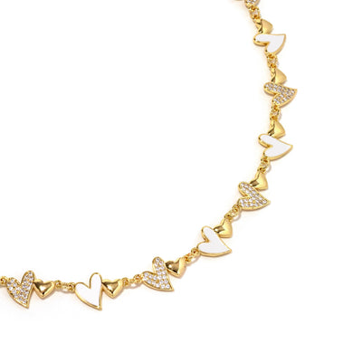 White Heart Chain Necklace