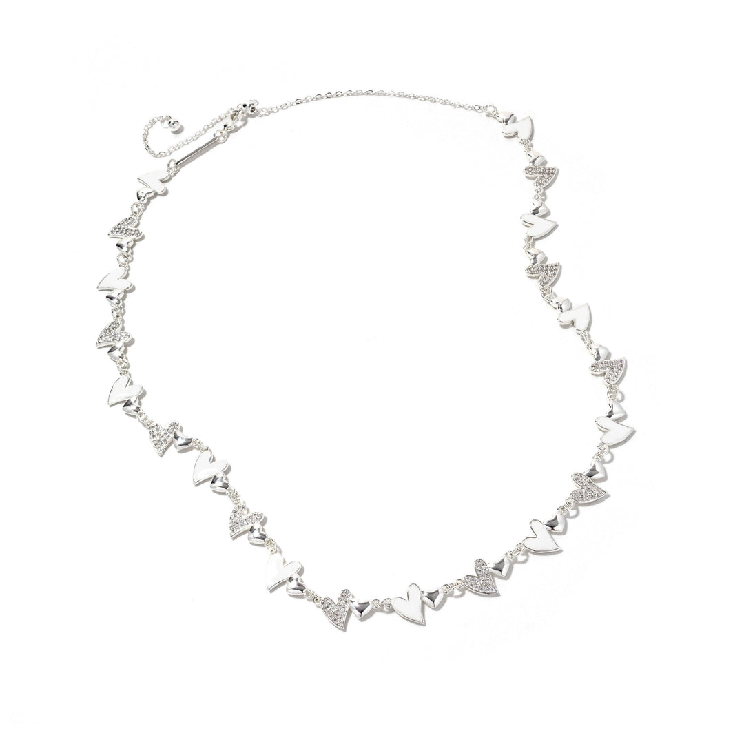 White Heart Chain Necklace