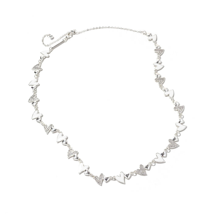 White Heart Chain Necklace