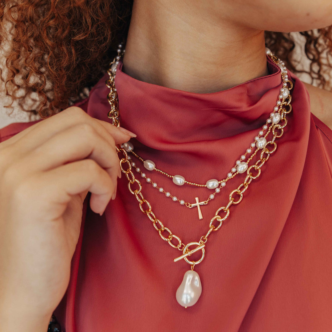 Pearl Cross Necklace